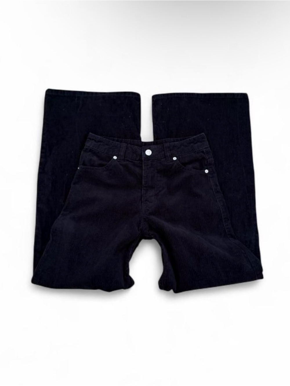 H&M Wide Leg Corduroy Pants in Black